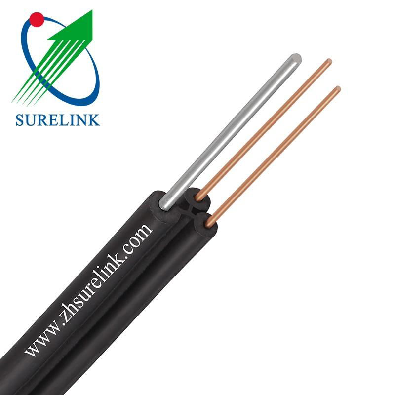 3 Core Shielded Copper Outdoor Steel Ss Drop Wire Telephone Cable 2