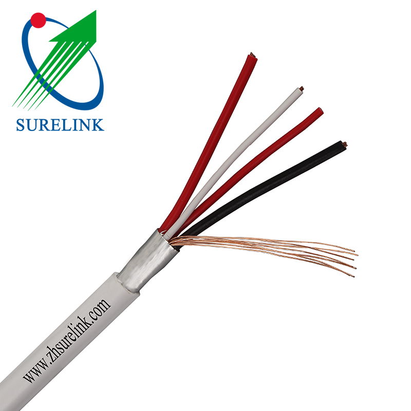 Flexible Unshielded Copper PVC Jacket 4 Core 24AWG Security Alarm Cable 4