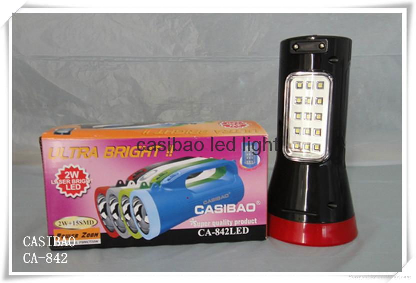 Freeshipping CASIBAO Rechargeable Portable High Brightness 15 LED Lamp flashligh