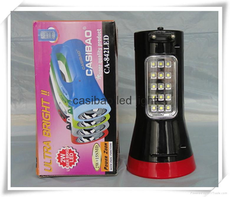 Freeshipping CASIBAO Rechargeable Portable High Brightness 15 LED Lamp flashligh 4