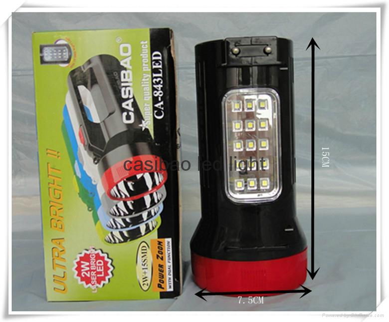 Freeshipping CASIBAO Rechargeable Portable High Brightness 15 LED Lamp flashligh 4