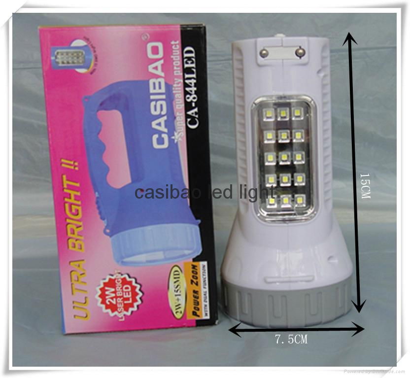 Freeshipping CASIBAO Rechargeable Portable High Brightness 15 LED Lamp flashligh 4