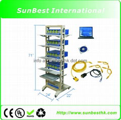 Four pcs Battery Analyzer 8 Channels (6-3000mA, up to 5V) with Movable Rack 