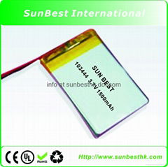 3.7V 1500mAh High Capacity Li-Polymer Batteries 103444 With PCB and Lead Wire