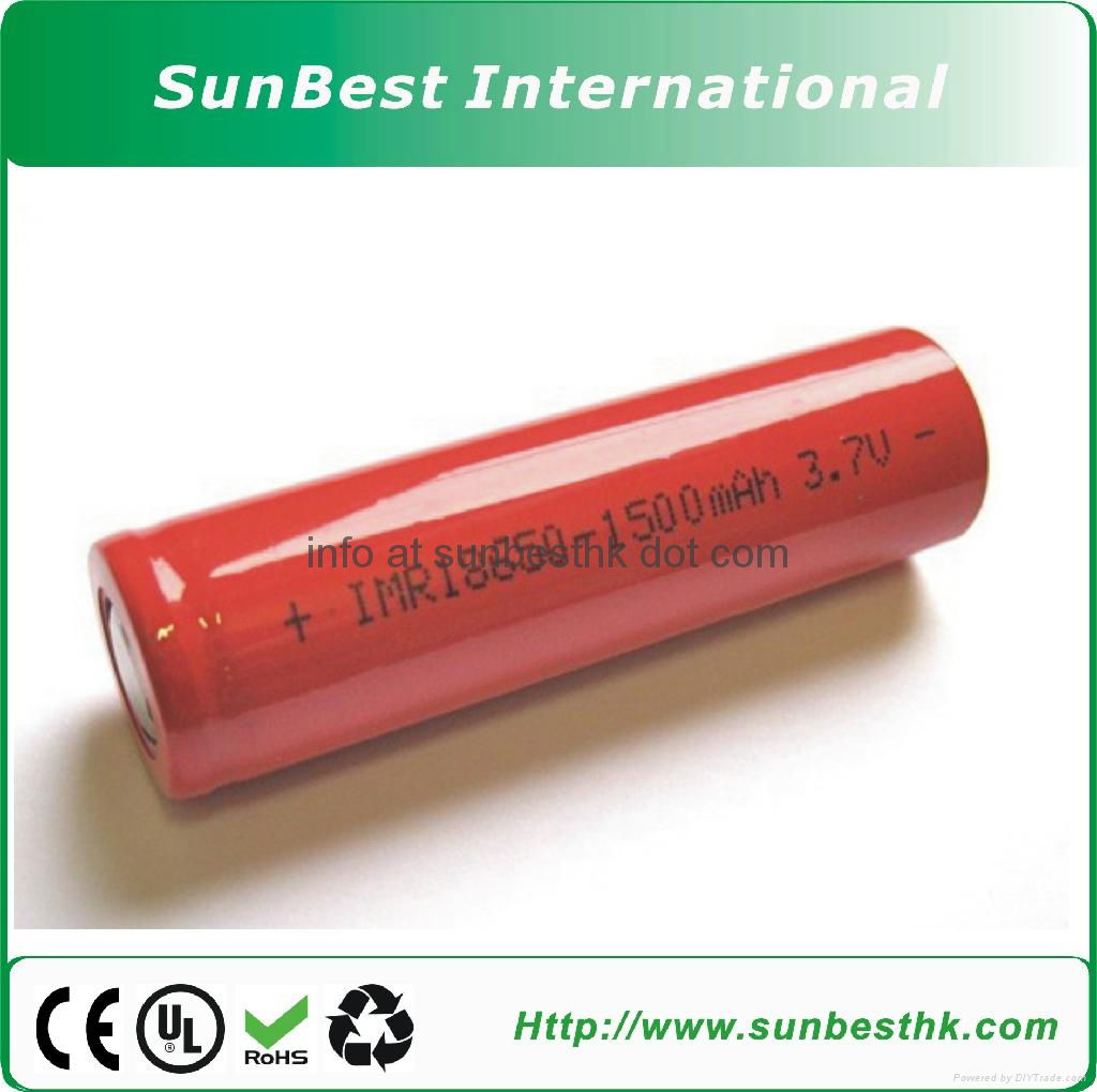 1500MAH Li-ion Cylindrical Batteries 18650 Cell For Flashlight