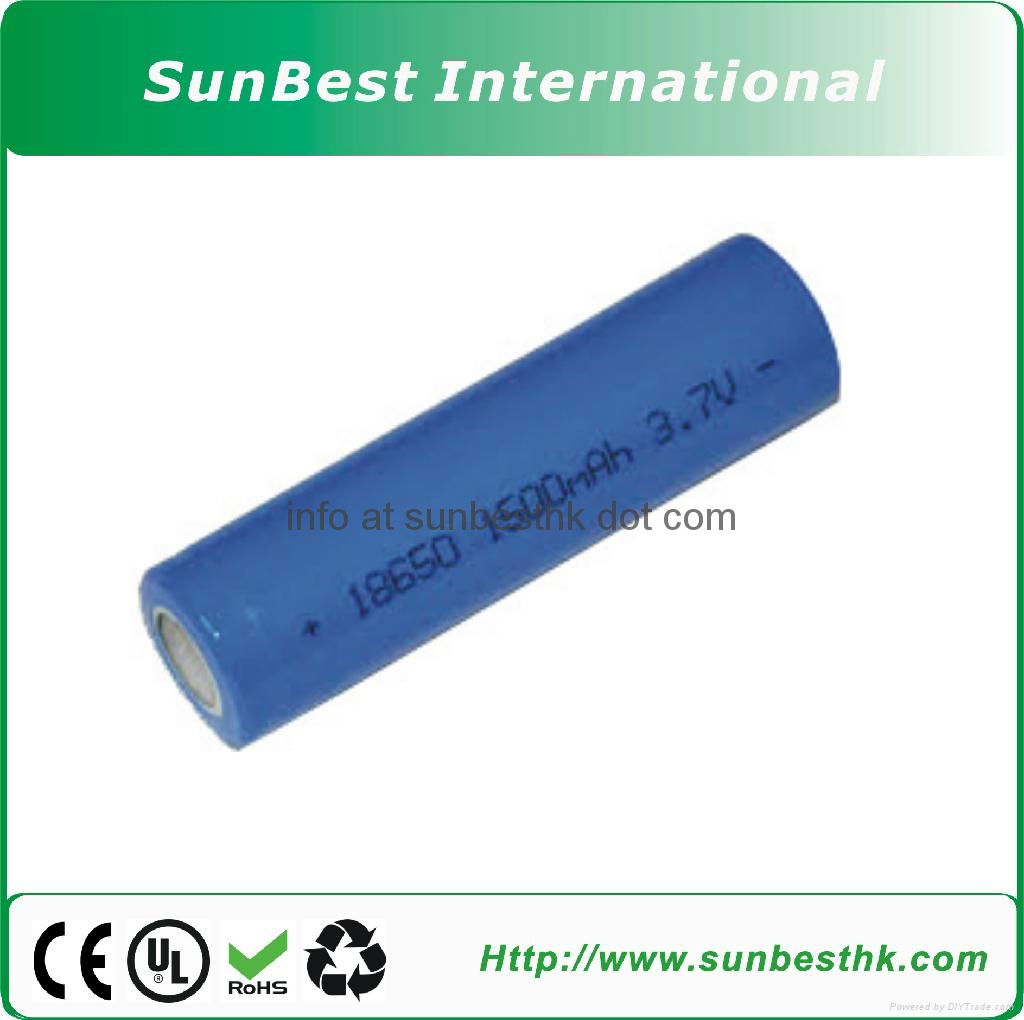 1500MAH Li-ion Cylindrical Batteries 18650 Cell For Flashlight 2