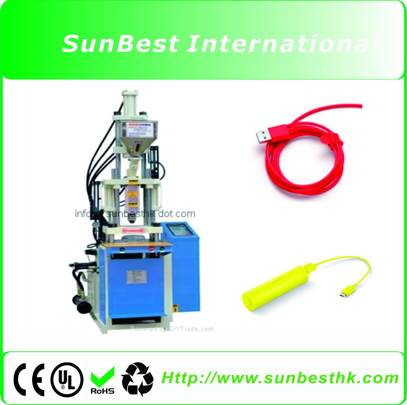 High pressure vertical injection machine for USB/Charger pin