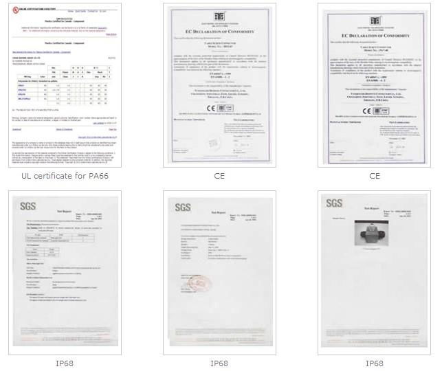 UL, CE, IP68 certificates
