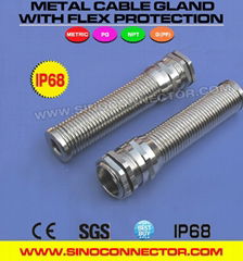 Spiral Brass Cable Gland Connector IP68 IP69K with Flex Bend Protection