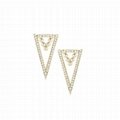 Gold Plated CZ Studded V Shape Beaded Earring