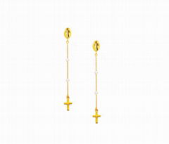  zoom Gold Plated Saint Jude Cross Earring