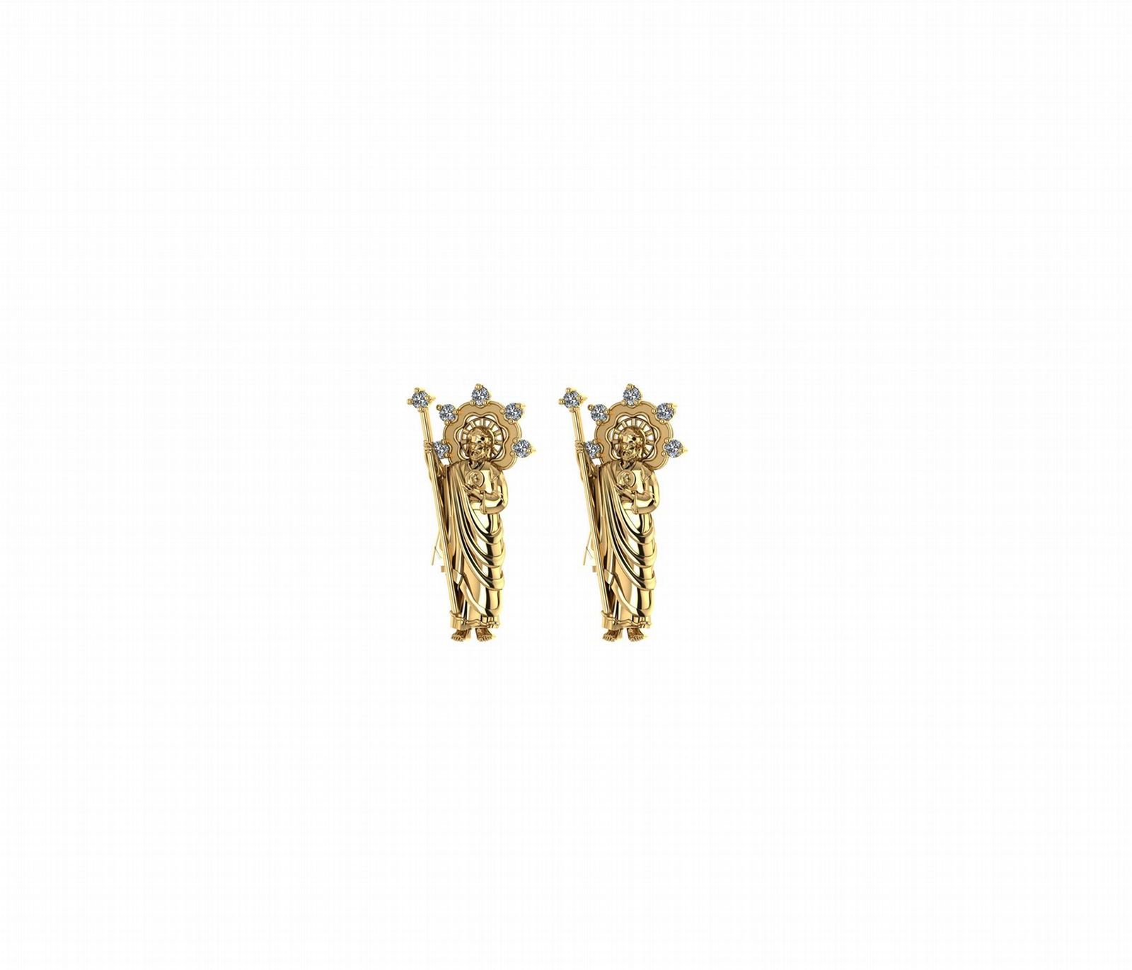 Gold Plated CZ Studded Saint Jude Earring