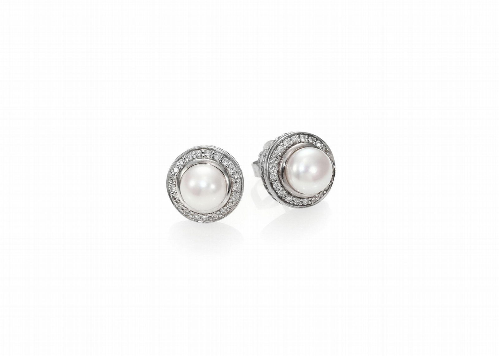 Rhodium Plated Pearl Set Stud Earring