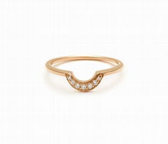 CZ Studded Rose Gold Plated Curved Crown Ring