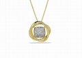 Gold Plated CZ Studded Twisted Open Square Pendant