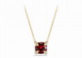 Gold Plated CZ Studded Ruby Cushion Cut Pendant 1