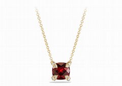 Gold Plated CZ Studded Ruby Cushion Cut Pendant