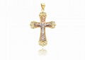 Three Tone Plated Filigree Crucifix Cross Pendant