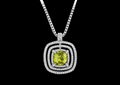 Gold Plated CZ Studded Cushion Cut Pendant