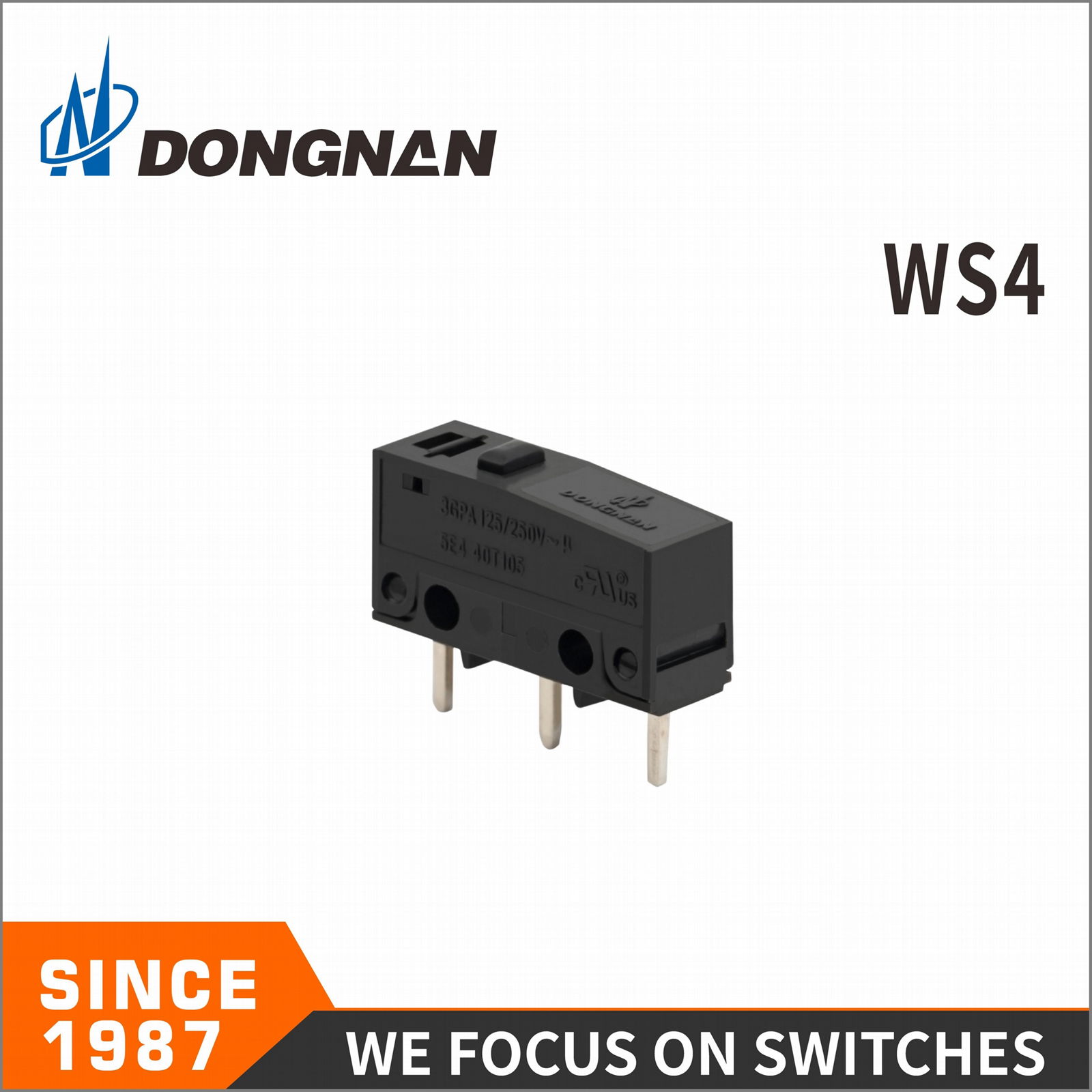 WS4汽车防水微动开关直动臂滚轮动臂3A30VDC  3