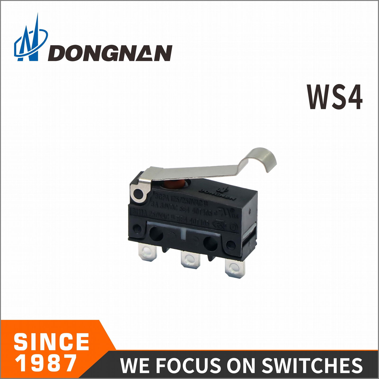 WS4汽车防水微动开关直动臂滚轮动臂3A30VDC  5