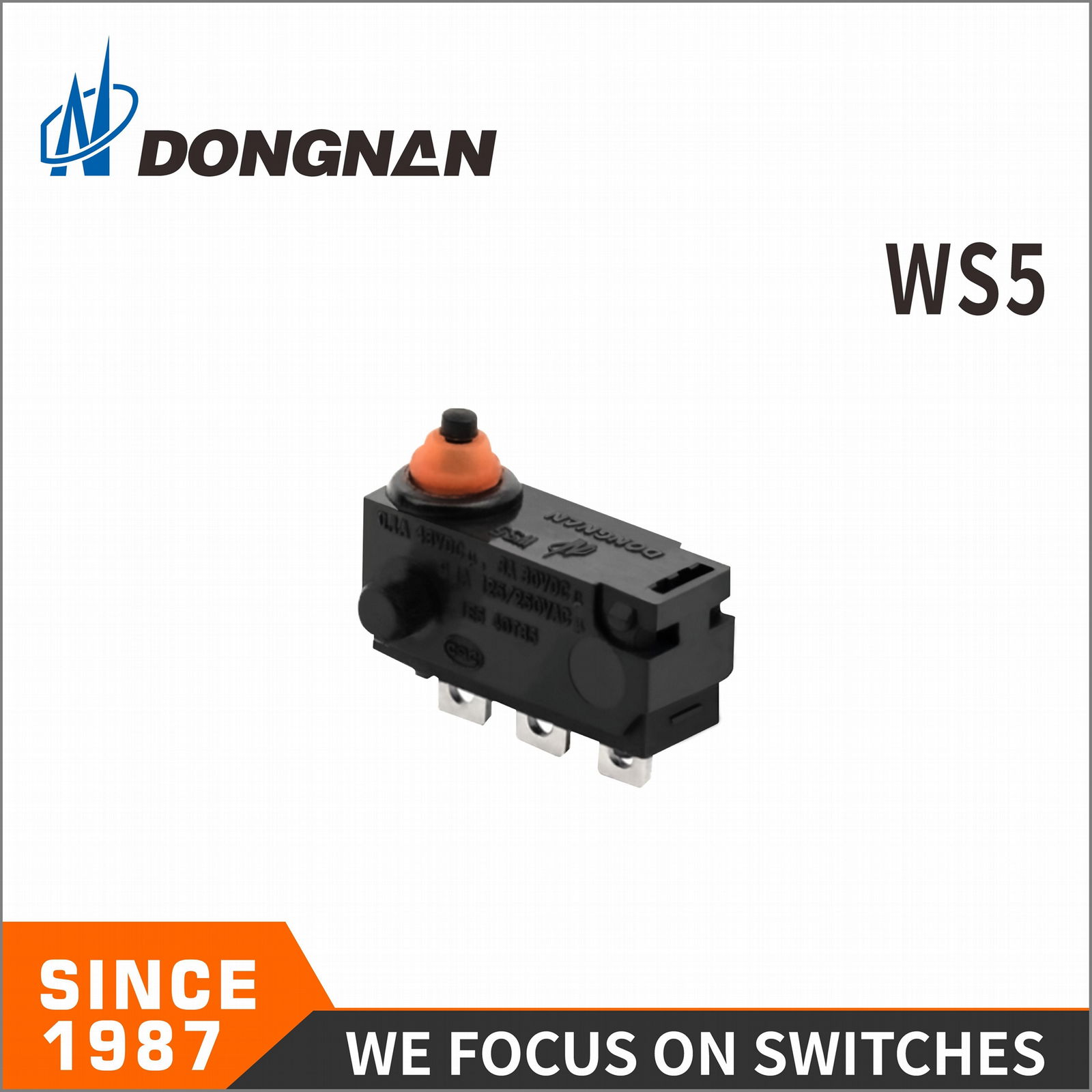 WS5 Waterproof Micro Switch Straight Lever Arc Lever 3A 12VDC 3