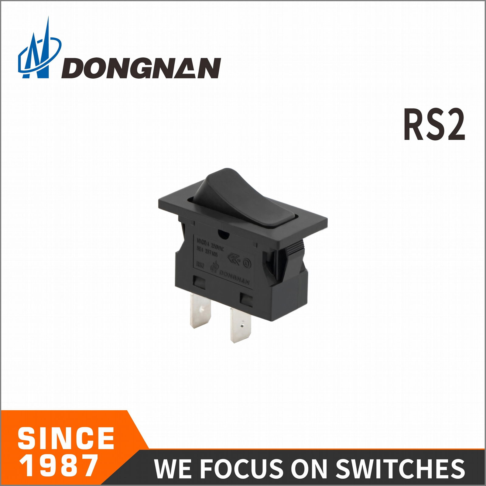 Factory Supply RS2 Durable Multi-Gear Black Plastical 2p Rocker Switch