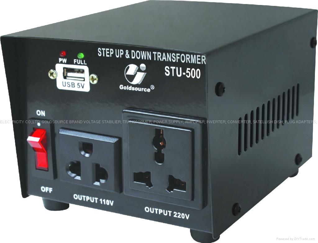 STU-500 STEP UP/ DOWN VOLTAGE TRANSFORMER WITH USB