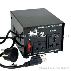 STU-500 STEP UP/ DOWN VOLTAGE TRANSFORMER WITH USB 2