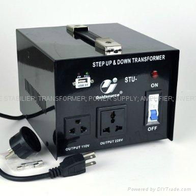 STU-1000 STEP UP/ DOWN VOLTAGE TRANSFORMER WITH 5V USB 2