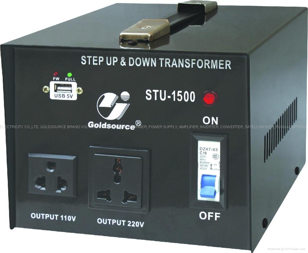 STU-1500 STEP UP/ DOWN VOLTAGE TRANSFORMER WITH 5V USB