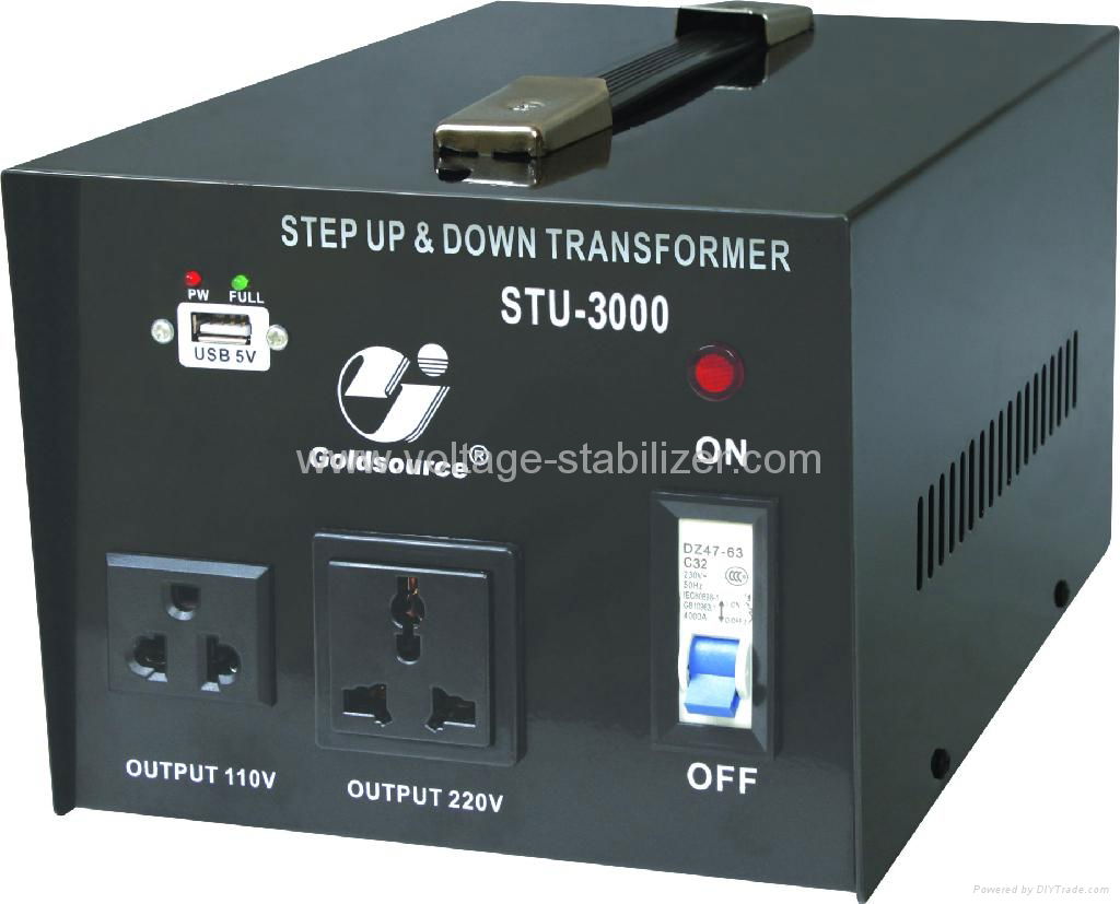 STU-3000 STEP UP/ DOWN VOLTAGE TRANSFORMER WITH 5V USB