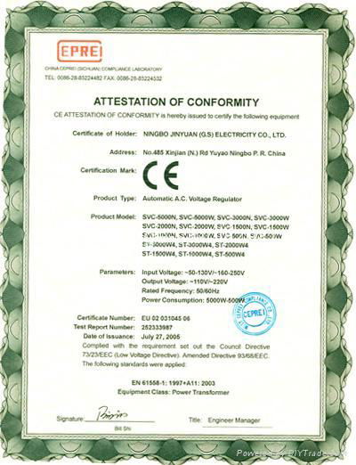 A.C VOLTAGE REGULATOR (SVC-2000 / 3000) 2