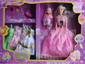 barbie doll w/kelly doll w/7 dress