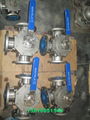 DIN3357 stainless steel three way flanged T-type ball valve 1