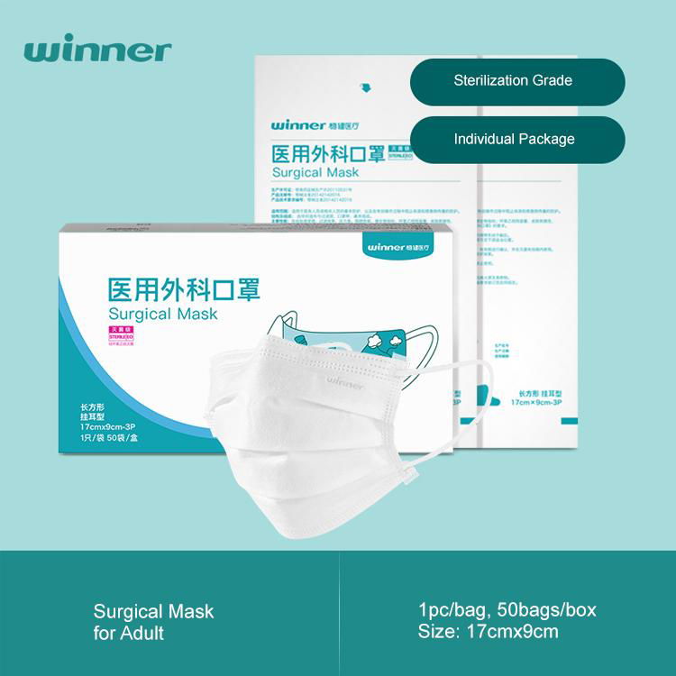 3ply Disposable Face Masks BFE 95% Surgical Mask 50pcs/box 2