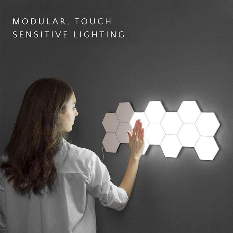 Dedroom Decor Touch Control LED Panel Hexagon Lights for Wall LED 10pcs/set  2