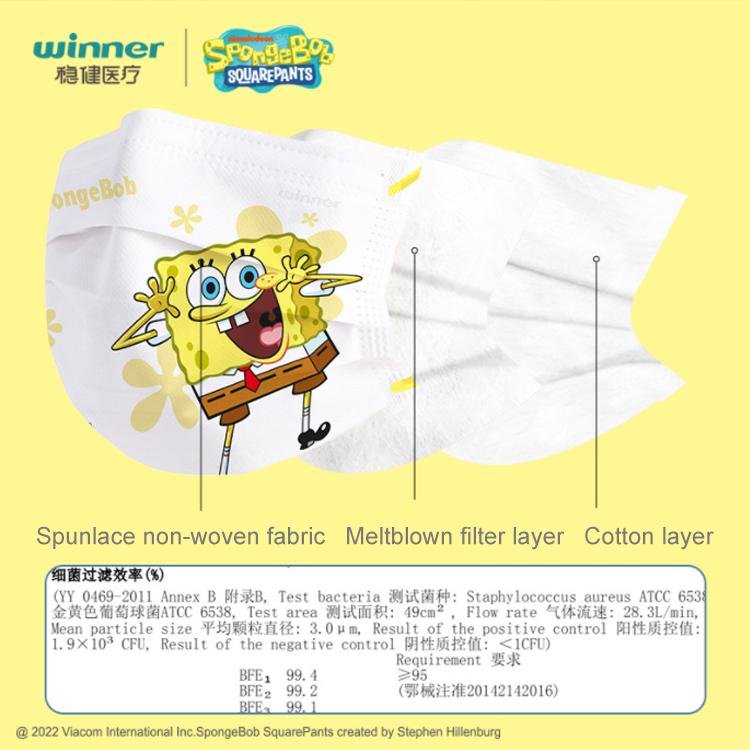Winner Spongebob Medical Kids Face Mask 30 Pieces a Box 3