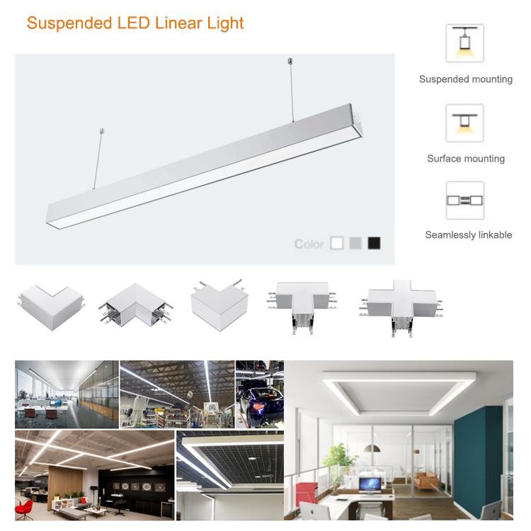 Custom Square Shape Office Suspended LED Lineear Light 2