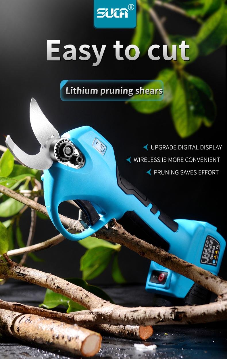 SUCA Battery Pruning Shear with Finger Protection Electric Pruner Scissors 3