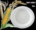 一次性玉米澱粉可生物降解可堆肥環保餐具園盤 10inch