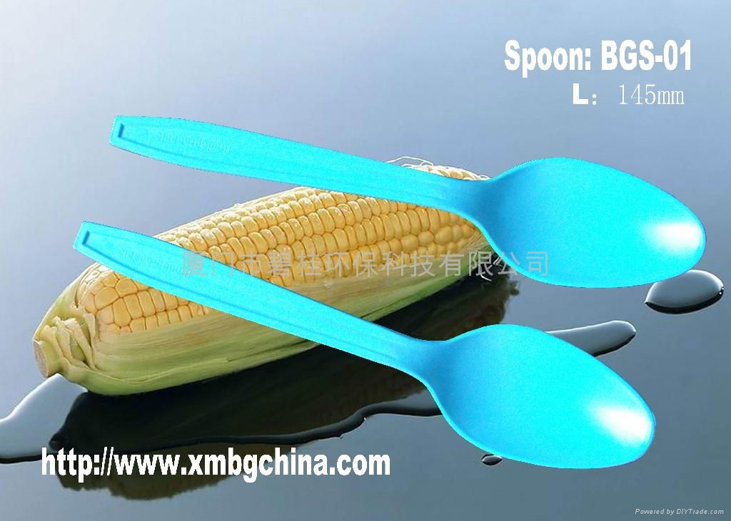 biodegradable tableware spoon blue color