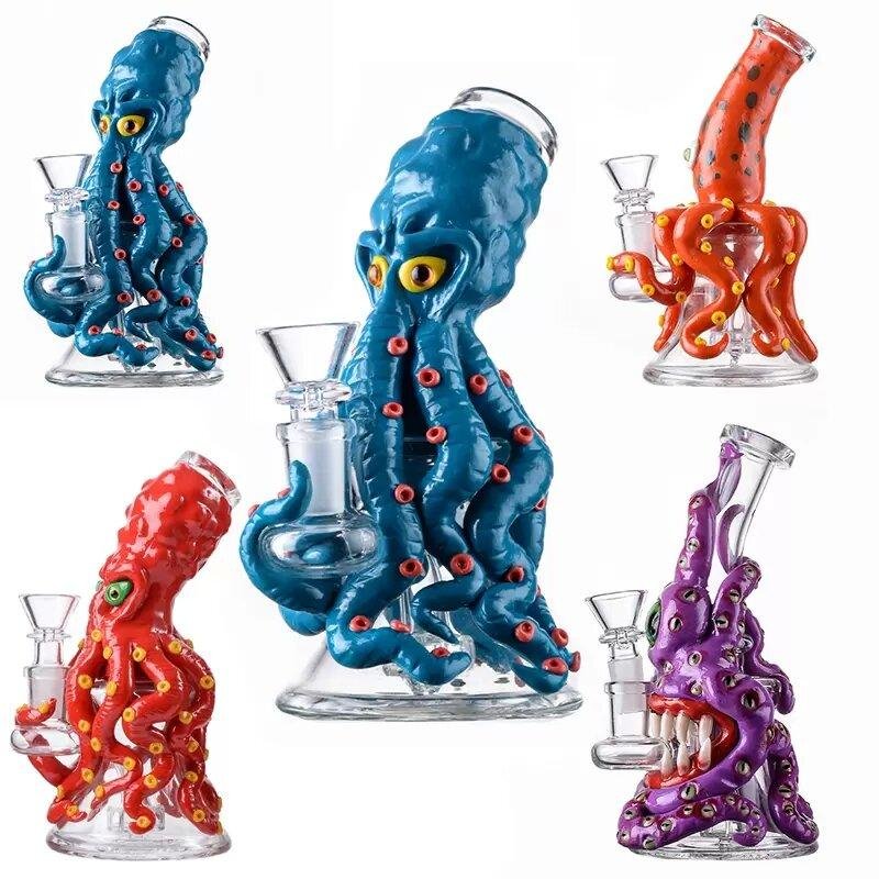 3D邪恶怪物脸设计玻璃Bong手工制作的角色烟水管Bong 万圣节风格 2