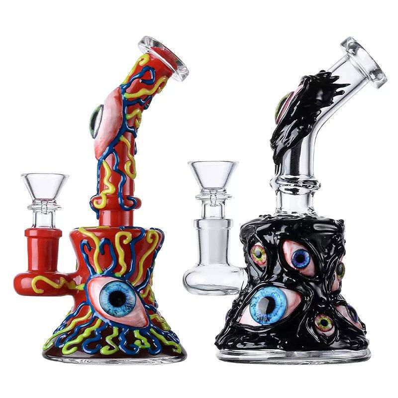 3D邪恶怪物脸设计玻璃Bong手工制作的角色烟水管Bong 万圣节风格 4