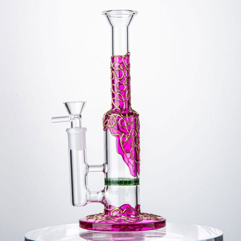 Beautiful Purple Bong Glass Bongs Percolator Tube Glass Water Pipes  3