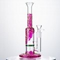 Beautiful Purple Bong Glass Bongs Percolator Tube Glass Water Pipes 