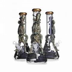 3D Hand Painting Glass Beaker Hookah Water Pipes Percolator Handmade Bongs