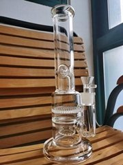 Vintage Unique Premium SYN 14inch 7mm Glass Bong Hookah Water Smoking Pipe 