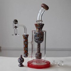 Newest bongs thick glass beaker bong smoking pipes Inch tall recycler dab rigs