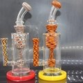 lemon yellow and red glass water pipe drill tobacco big stick design hookahs